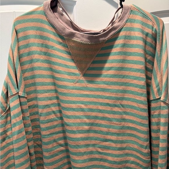 Free People Classic Striped Oversized Crewneck XL - Picture 2 of 3